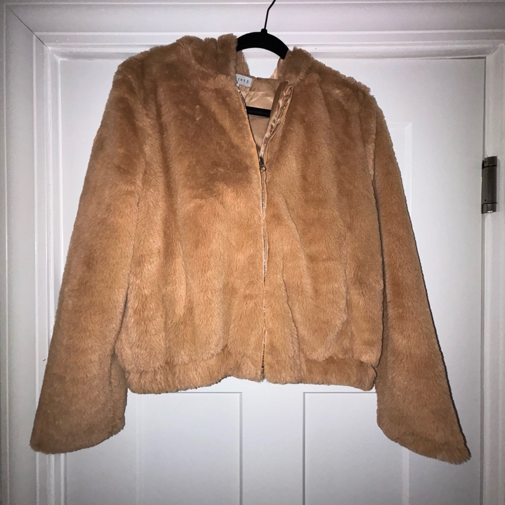 36 Point 5 Tan Teddy Jacket Plush Faux Fur